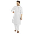 thumbnail image 5 of Atasi Indian Men's 2 Piece Kurta Pajama Set Henley Neck Cotton Casual Long Kurta, 5 of 7