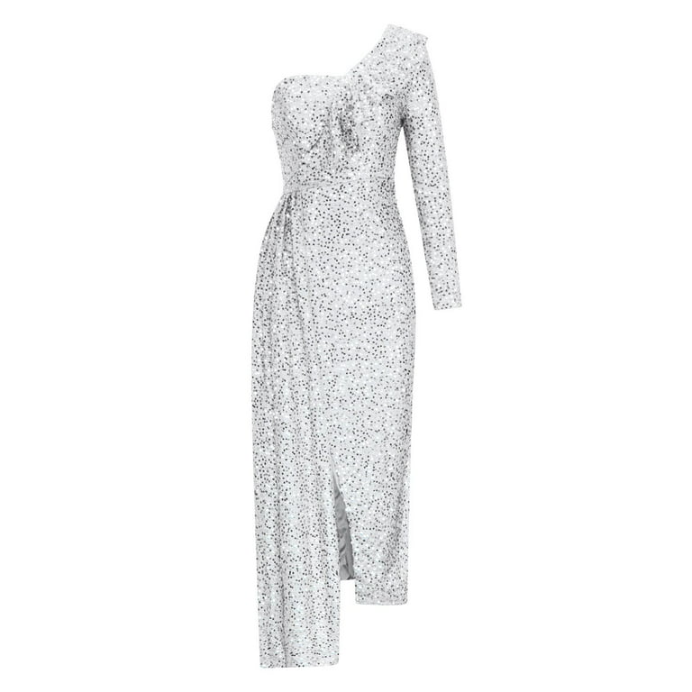 LYEAA Engagement Dresses for Women Long Sleeve Glitter Sequin Long Dress One Shoulder Elegant Dress Slit Solid Color Evening Gown Cocktail Dress Fashion Club Dress Dress White XL - Walmart.com LYEAA Engagement Dresses for Women Long Sleeve Glitter Sequin Long Dress One Shoulder Elegant Dress Slit Solid Color Evening Gown Cocktail Dress Fashion Club Dress Dress White XL - Walmart.com