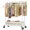 Double Rods with Net Pocket-White-43"W×17"D×63"H, variant on Raybee Heavy Duty Clothing Racks with Net Pocket Holds Up to 210lbs,Double Rod Metal Clothes Rack for Hanging, Rolling Garment Rack with Wheels Portable Closet Racks for Bedroom, Laundry Room,Dorm