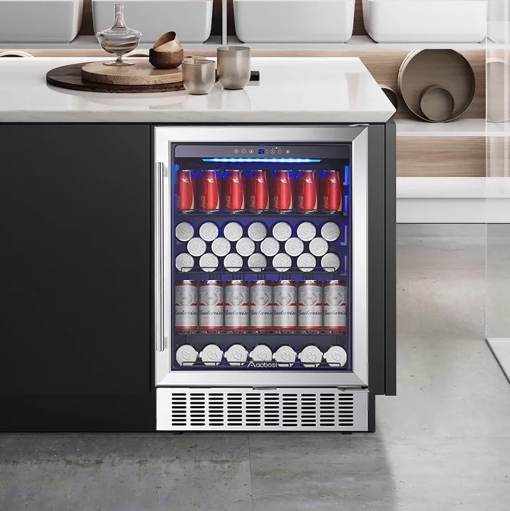 AAobosi 24 Inch 164 Cans Freestanding and Built-in Beverage Refrigerat