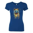 thumbnail image 2 of Bear Painting Splatter Abstract Art Animal Lover Womens Slim Fit Junior Tee, Royal, Medium, 2 of 3