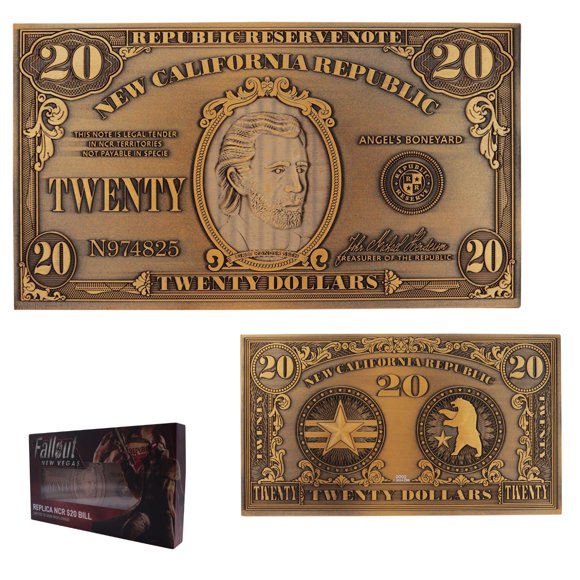 Réplica de Fallout New Vegas NCR, billete metálico de 20 dólares, edición limitada