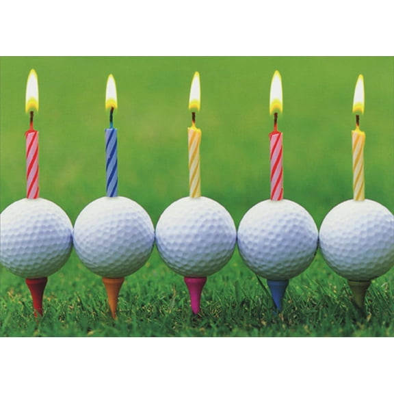 Portal Publications Photograph of Golf Balls with Candles on Tees Funny / Humorous Birthday Card