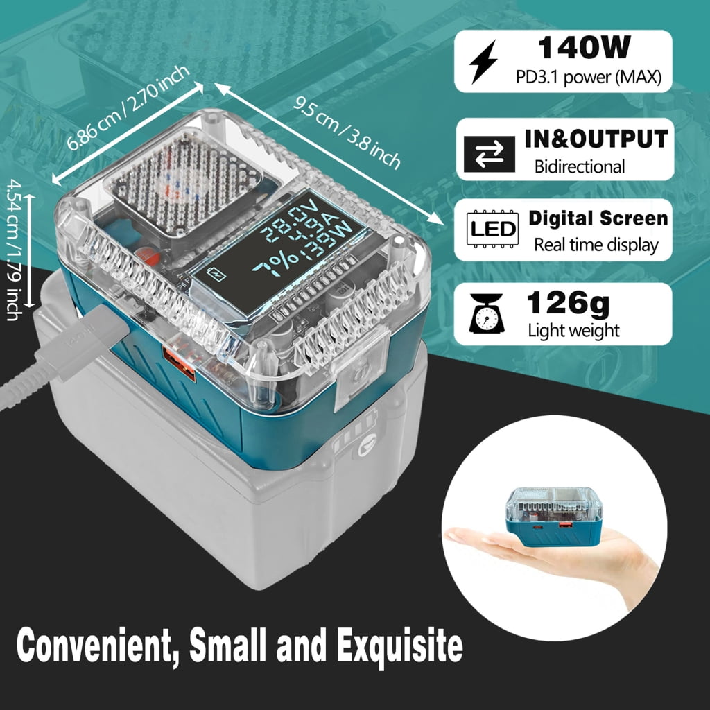 Tizuqe USB C Enable High Efficiency Charger Conversion Adapters for Lithiums Batteries with 140W Rapid Charging Capability