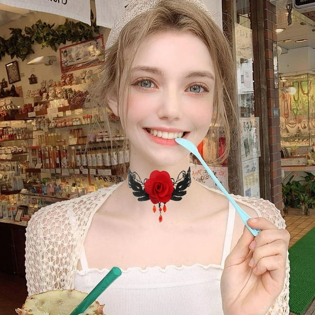 Necklace Classic Colorful Gothic Collar Choker Necklace And Black Cute Lace Velvet Choker Necklace Set for Girls and Women Walmart Business Supplies