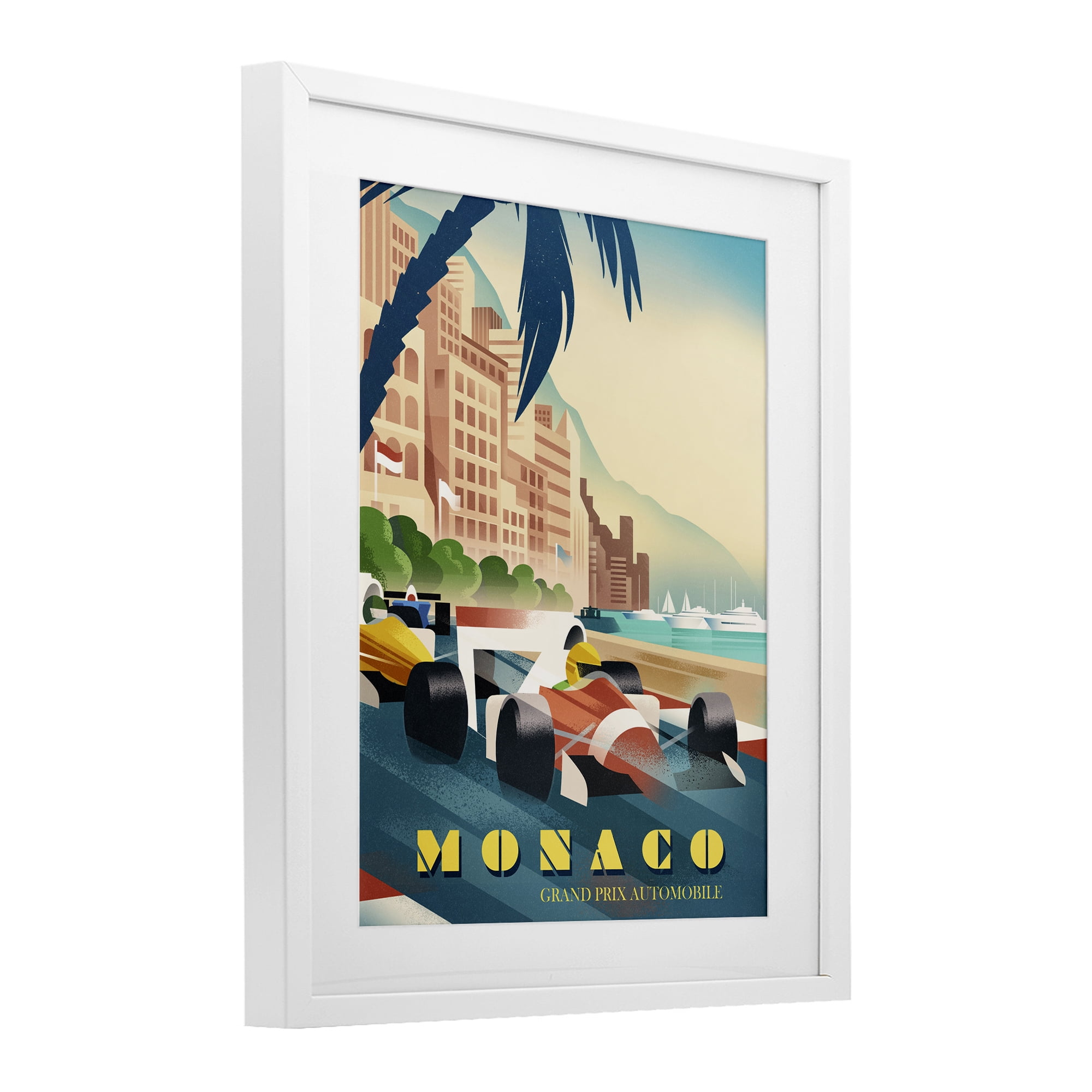 Stupell Industries Monaco Grand Prix Racing White Framed Print Under Glass, design by Martin Wickstrom