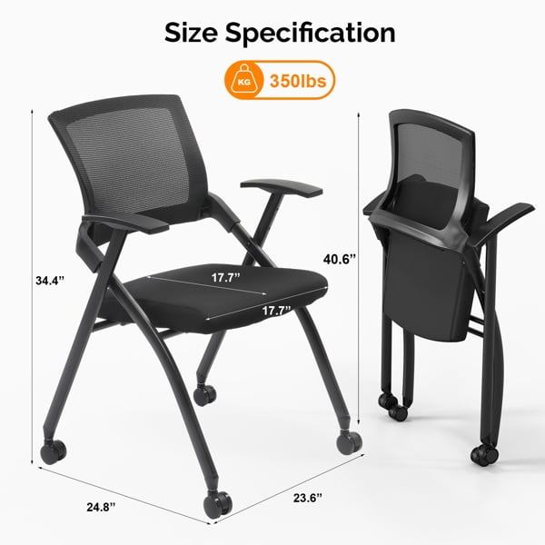 Alvantor Folding Mesh Office Chair with Wheels, 2 Pack – Ergonomic Design for Office Use