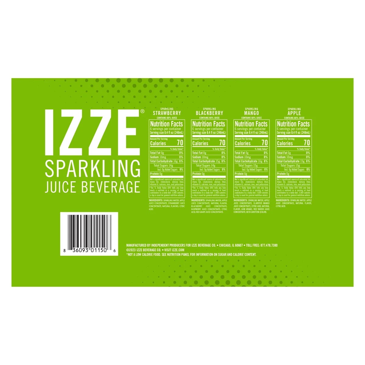 IZZE Sparkling Juice Beverage, Variety Pack, 8.4 Fluid Ounce (Pack of 24)