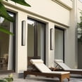 thumbnail image 2 of YANSUN 40.6 in 30-Watt Black Outdoor Rectangle Hardwired Integrated LED Lantern Wall Sconce with Resin Shade 3000K Waterproof, for Pathway, Porche, Entryway, 2 of 8