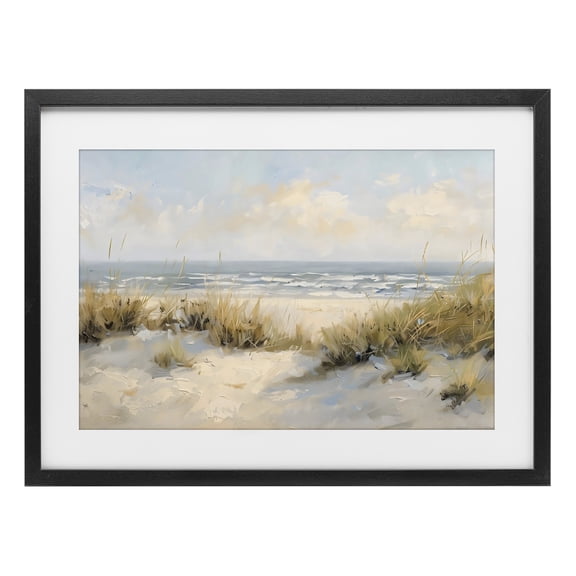 Stupell Industries Coastal Birds Over Dunes Black Framed Print Under Glass, design by Creative Studio