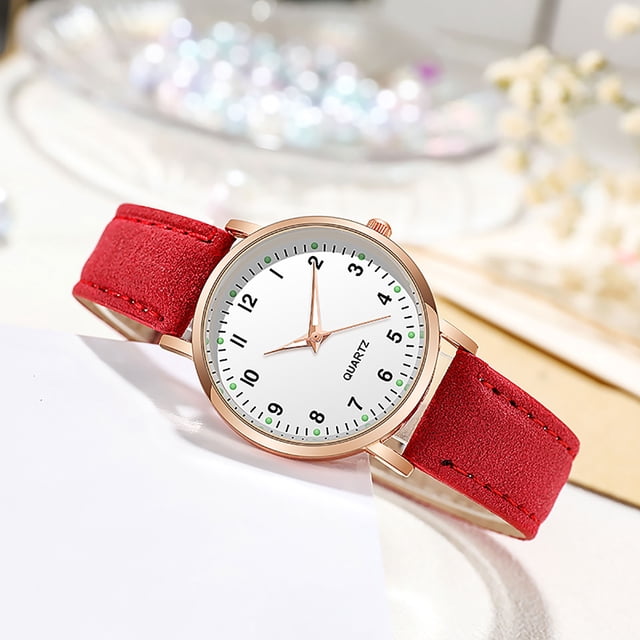 On Sale! Womens Watches,Ladies Diamond-Studded Luminous Retro Female Watch Belt Quartz Watch Mothers Day Gift for Grilfriend,Red Buy 2 Save 10%