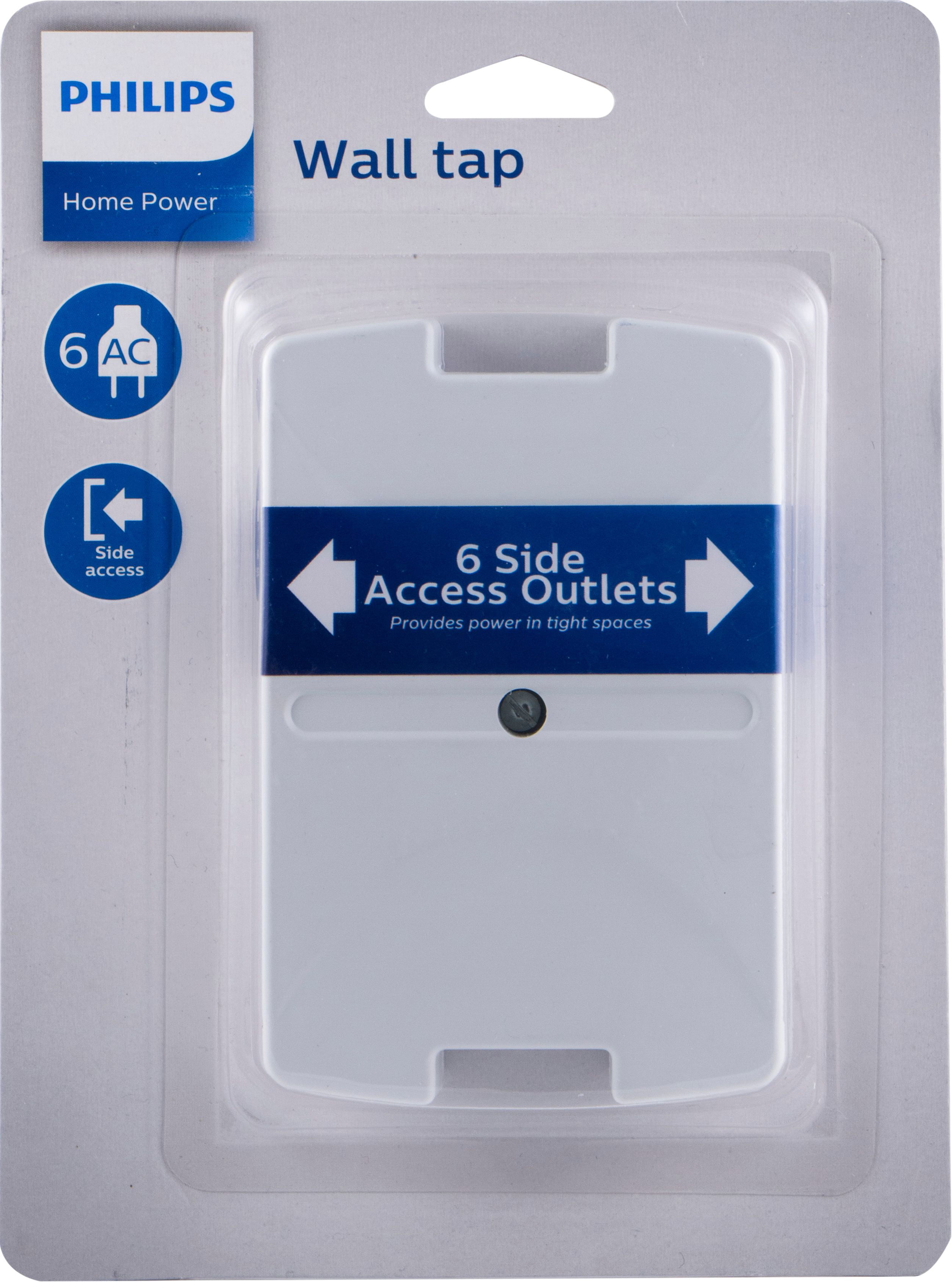 Philips 6-Outlet Wall Adapter, Side-Access Outlets, White, SPS1060T/17