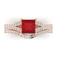 thumbnail image 2 of 3.36 ct Brilliant Princess Cut Pink Tourmaline 18K Rose Gold Solitaire with Accents Engagement Bridal Wedding Ring Band Set size 6.25, 2 of 7