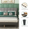 thumbnail image 5 of Queen Size Bed Frame, Fabric Upholstered Platform Bed Frame with Headboard, and Strong Wooden Slats, No Box Spring Needed, Easy Assembly, Grey, 5 of 8