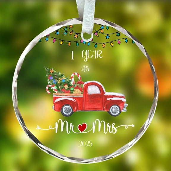 1 Year Anniversary Paper Gift Ornament 2025, 1st Anniversary Mr and Mrs Gifts for Couple, Gifts for First Wedding Christmas Hanging Ornaments