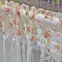 GYTY 1pc Romantic Floral Printed Short Curtain - Semi-Shading Decorative Rod Pocket Curtain with French Country Style for Kitchen, Balcony, Bedroom, Cabinet