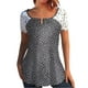 thumbnail image 1 of Mujeres Tops Casual verano encaje manga corta Split cuello túnica impresa camisetas camisetas Tops OAVQHLG3B Store lin121212, 1 of 5
