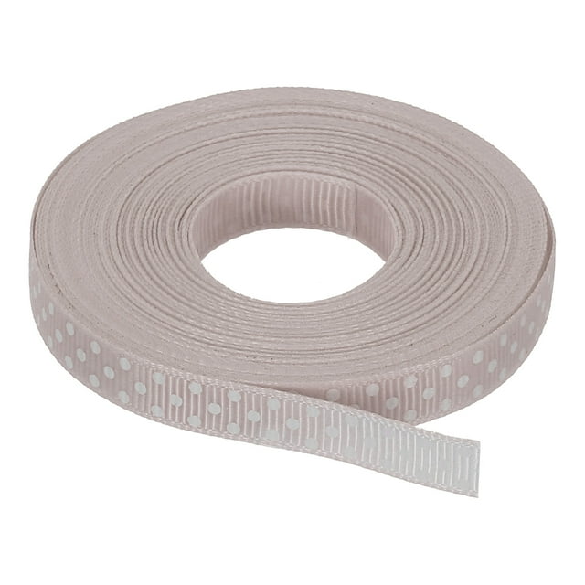 Uxcell Grosgrain Ribbons with White Dots Ribbon Bow Decoration Crafts Gift Wrapping Wedding Grey 10 Yards 3/8 Inch