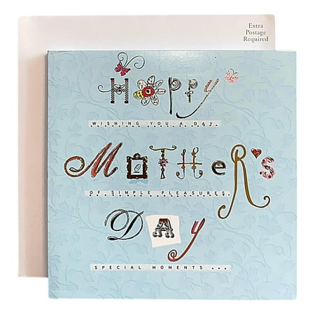 Mother's Day Greeting Card - Happy Mother's Day Wishing you a day of simple pleasure. Special Moments, , with butterfly, flower, hearts