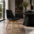 thumbnail image 2 of Silla de Comedor Moderna con Asiento Acolchado de Diseño Minimalista Tipo Eames Pedestal - Silla Ergonomica Acojinada con Estructura de Madera Ideal para Interior Negro, 2 of 5