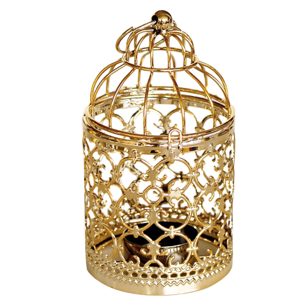 Brass Metal Hollow Geometric Tea Light Candle Holder Lantern Wedding Holidays 