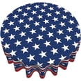thumbnail image 2 of 4th of July Tablecloth Round 60 Inch Patriotic Memorial Independence Day Decorative Table Cloth Washable Wrinkle Stain-Resistant Polyester Holiday American Flag Blue Table Cover For Party Dinner, 2 of 6
