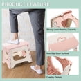 thumbnail image 3 of Uxcell 8" Folding Step Stool for Adults 165 lbs Capacity Non-Slip Step Stool with Handle Collapsible Foot Stools Pink, 3 of 7