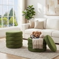 thumbnail image 3 of Zesthouse 19.5" Wide Round Storage Ottoman, Velvet Tufted Ottoman Footstool for Living Room Bedroom, Green, 3 of 10