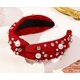 thumbnail image 1 of Diadema anudada de cristal para mujer, diadema roja de lujo con perlas, diadema ancha con diamantes de imitación Cr, 1 of 3