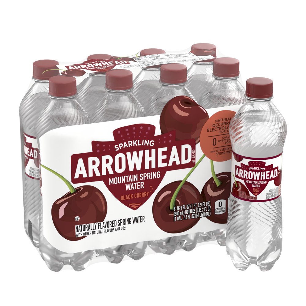 Arrowhead Sparkling Water, Black Cherry, 16.9 oz. Bottles (8 Count