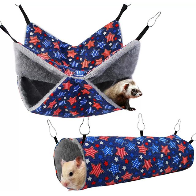 2pcs Pet Ferret Double Layer Tunnel Set Pet Mouse For Hiding Hanging And Sleeping Playing Nest Bed Sleeping