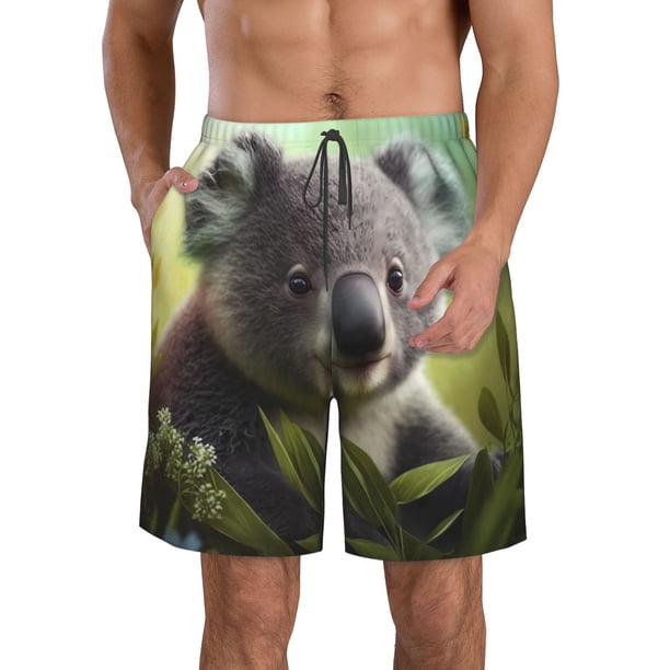 Fotbe Daisy Koala Trajes de Baño Estampados para Hombre, Shorts de Verano de Secado Rápido, Ropa de Playa, Bañadores-X-Large