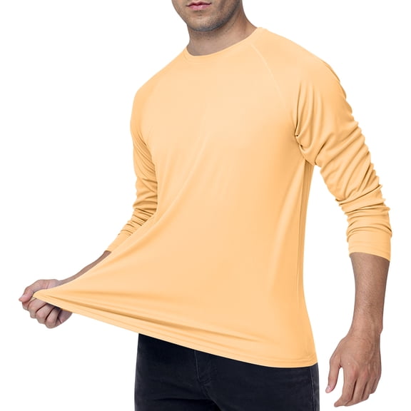Mens Swim Shirt Quick Dry UPF 50  Long Sleeve Fishing Shirt for Men UV Sun Protection Beach Shirts Yellow XL