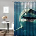 thumbnail image 2 of Shiartex Shark Shower Curtain,Sea Animals Bathtub Shower Curtain Ocean Sea Wave Shower Stall Curtain Blue White Bathroom Sets Accessories With Hooks Bathroom Decor 69x72, 2 of 7