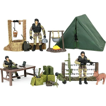 Click N  Play Military Campsite 35 Piece Play Set With Accessories
