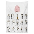 thumbnail image 3 of Ambesonne Wedding Tablecloth Rectangular Table Cover, Bride Groom Cartoon, 60"x90", White Black Pink, 3 of 4