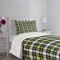 thumbnail image 5 of Ambesonne Geometric Quilted Bedspread Set 2 Pcs, Vertical Square Lines, Twin Size, Black Grey Lime Green, 5 of 6