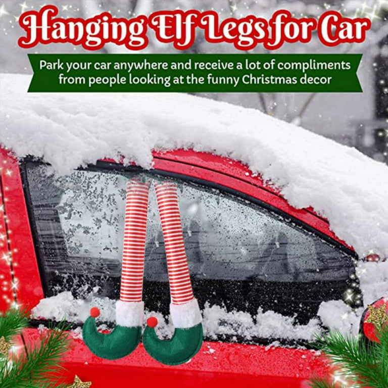 Christmas Car Auto Decorations Accesory Elf Hanging Legs Sticking Out of  Trunk (Green)
