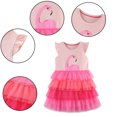 thumbnail image 2 of LYMAYTER 2-7 Y Girls Kids Sweet Princess Dresses Baby Summer Tulle Short Sleeved Tutu Toddler Printed Sundress, 2 of 9