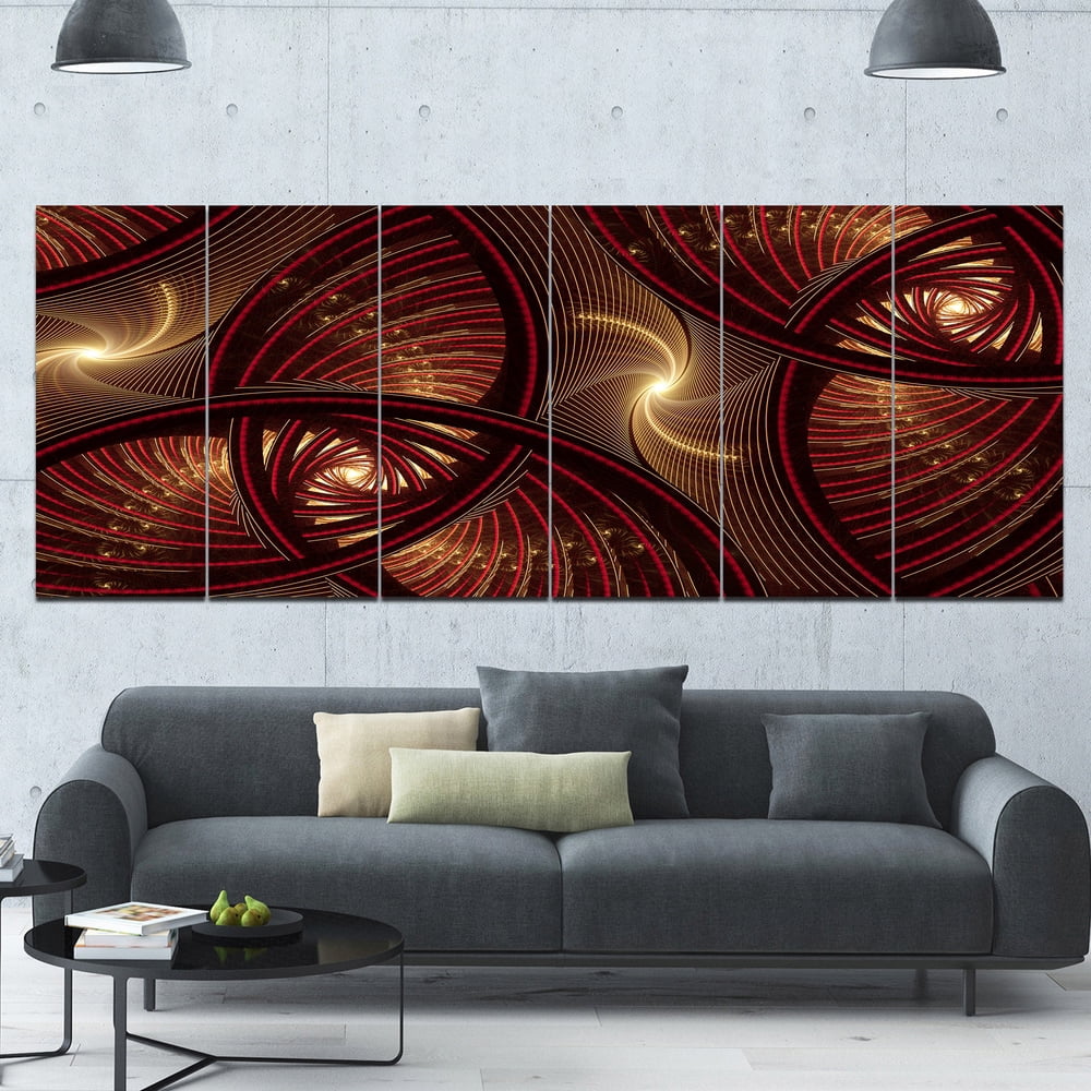 Designart 'Brown Symmetrical Fractal Pattern ' Floral Canvas Art Print