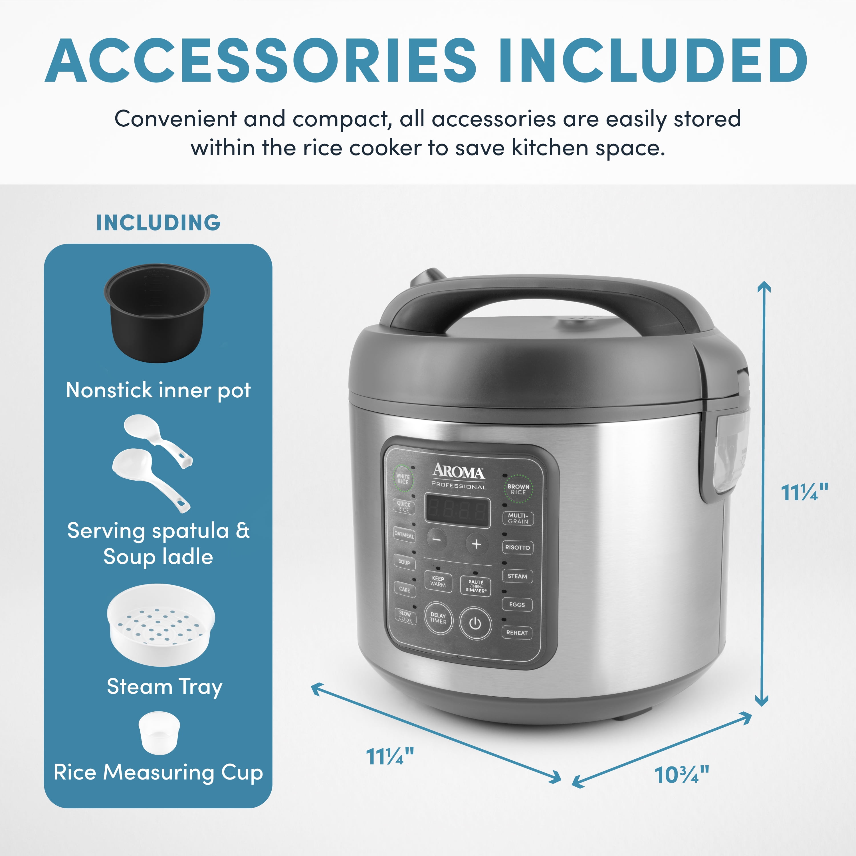 Aroma® Professional 20-Cup (Cooked) / 5Qt. Digital Rice & Grain Multicooker, New, ARC-5200SG