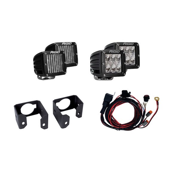 Rigid Éclairage Conduite/buée Lumière 41616 Conduite/buée; Série D Double; 3-3/16 Pouces Carré; 15.8 Watts; Consommation 1.1 Ampères; Faisceau d'Inondation; 1568 Lumens Bruts; Ampoule LED Claire; Lentille Legan Claire Incassable