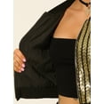 thumbnail image 6 of INSPIRE CHIC Women's  Metallic Long Sleeve Stand Collar Zipper Cropped Bomber Jacket XS Gold, 6 of 7