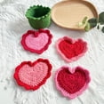 thumbnail image 5 of HAVELOR Hand-Crocheted Heart Coasters, 4-Pack, 3.15 in Diameter, Stackable Rose Design, Protects Surfaces from Stains, Perfect for Coffee Tables and Dining Room Decor(Red,One size), 5 of 7
