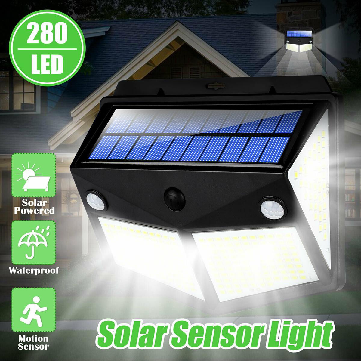 Solar Powered LED Powered Motion Sensor Wall Garden Security Bright Light PIR UK 