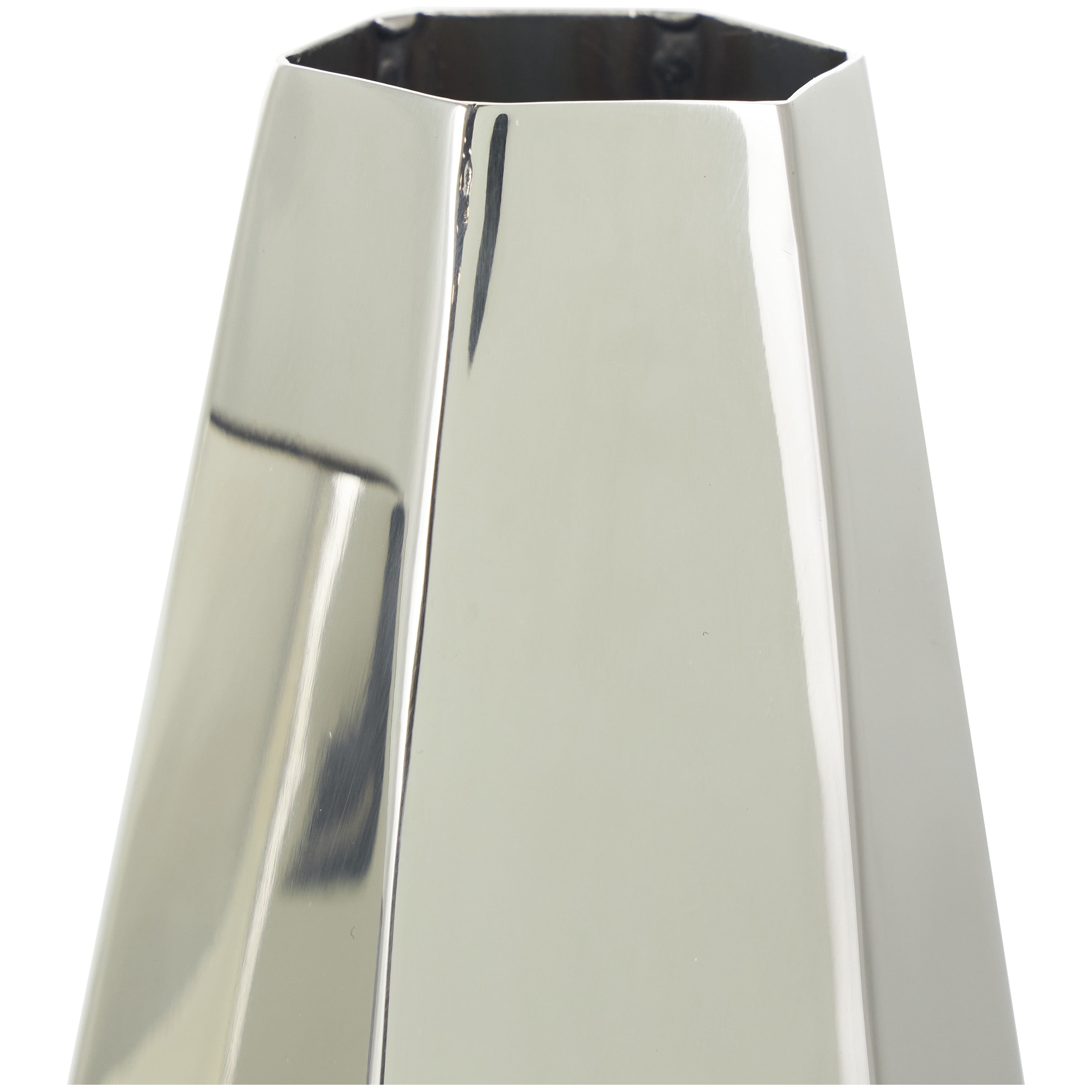 DecMode 10", 8", 6"H Geometric Hexagon Shaped Silver Stainless Steel Vase with Varying Heights, Set of 3