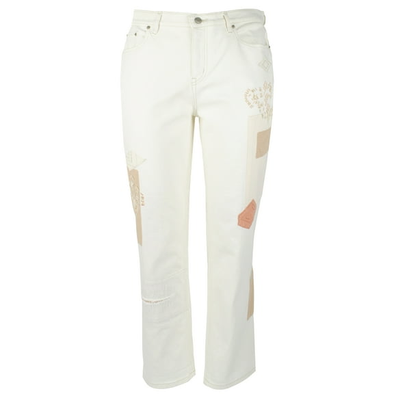 Lauren Women's Plus Beaded Patchwork Relaxed Jeans Pants 18W