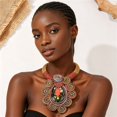 thumbnail image 1 of Conjunto de joyería africana Declaración gran cristal colgante collar pendientes conjunto, 1 of 3