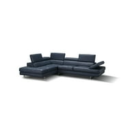 J&M Furniture A761 Italian Leather Sectional Blue In Left Hand Facing