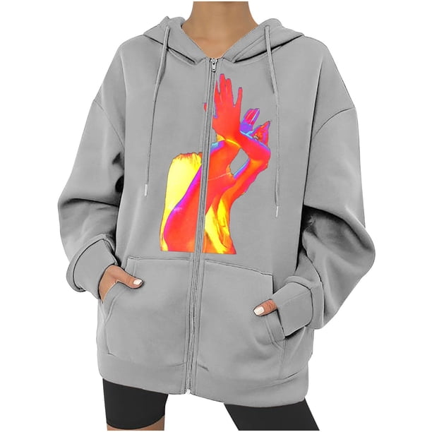 Sudaderas con capucha con estampado de características de patrón de temperatura somatosensorial de Halloween de otoño/invierno para mujer Pompotops FGAJ22356